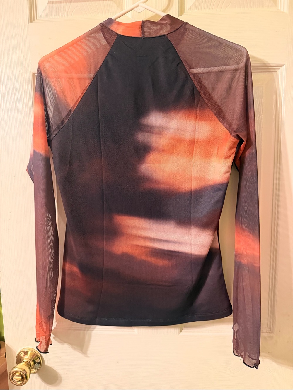 NWT Mesh Tie Dye | Long Sleeve Top | Purple Brown Orange | Size M - Picture 3 of 8